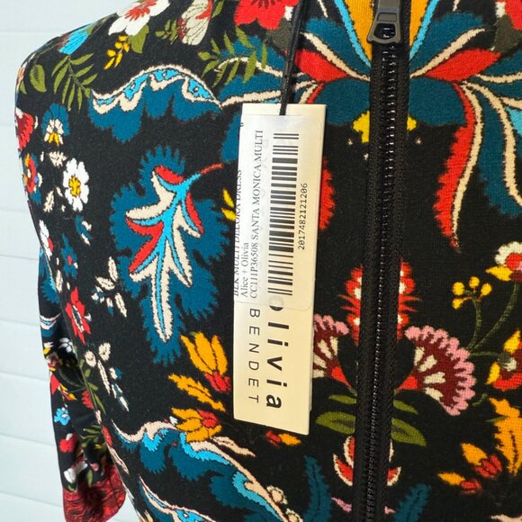 Alice + Olivia Santa Monica Delora Floral Crewneck Midi Dress - Size 6 - Picture 9 of 10